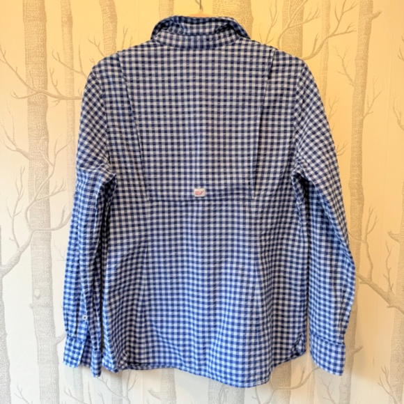 Vineyard Vines Performance Blue Gingham Shirt- Size 10 - Picture 4 of 4